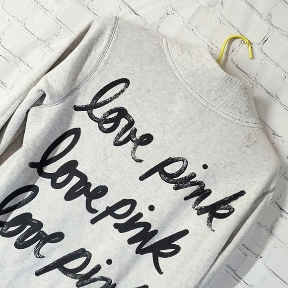 Y2K 2011 Victoria's Secret PINK Logo Quarter Zip Collared Gray Sweatshirt Sz  Sm - Picture 9 of 15